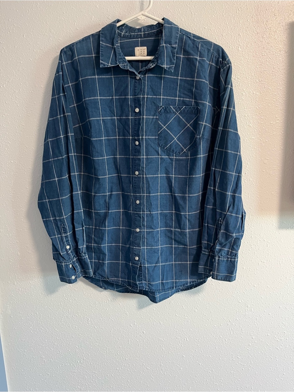 a new day Blue Windowpane Button-Down Shirt Size XXL